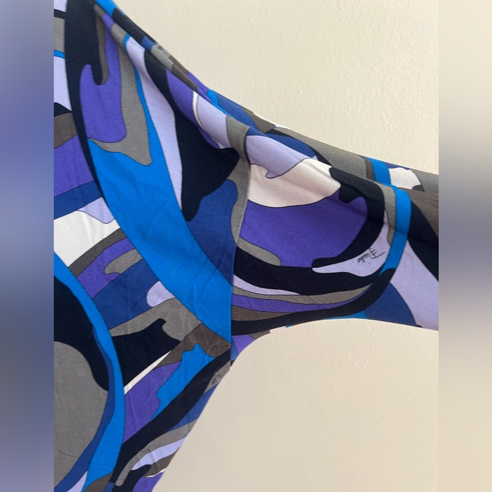 NWT Emilio Pucci Blue and Purple Swirl Dress Italy Size 40 USA 6 Multi Color - Picture 5 of 12